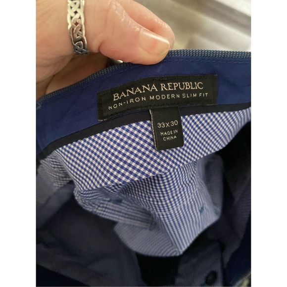 Banana Republic Modern Slim Fit Mid Blue Pant, Front-Pleat, Men's Size 33 x 30 - Picture 6 of 6